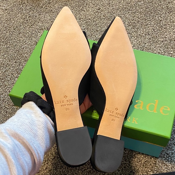 Kate Spade Black Pointed Flats with Bow - Picture 10 of 10
